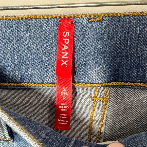 SPANX Jeans Womens S Petite Vintage Indigo Wide Leg Pull On Seamed Front 20407Q - Picture 6 of 9